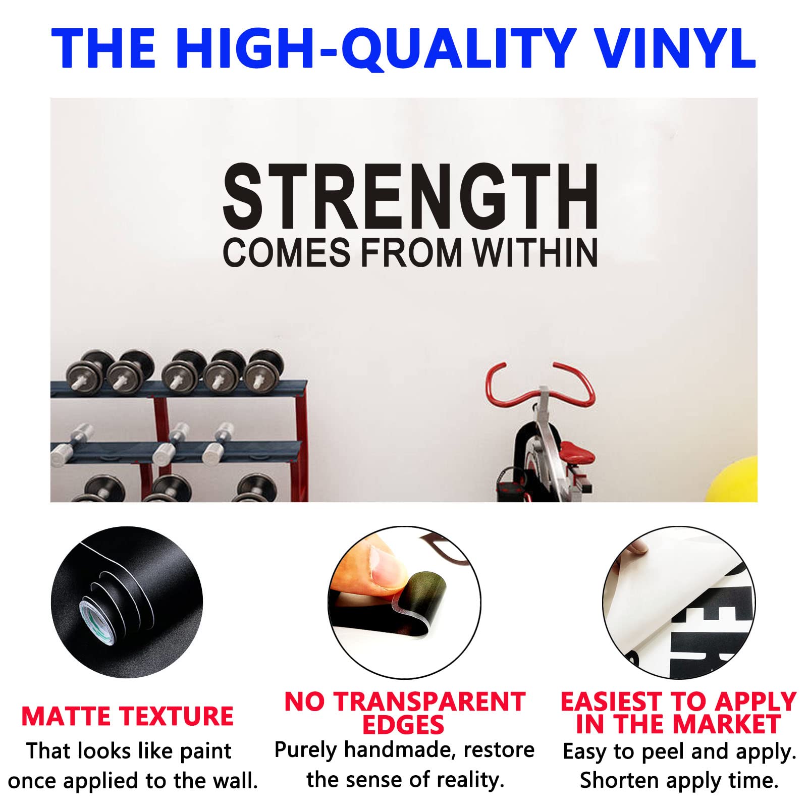 Wall Decal Stickers, Motivational Wall Decals, (Easy To Apply), Vinyl Wall Decor Art Men Women Sports Yoga Quotes Gym Office Bed